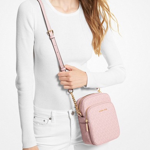 MICHAEL KORS Jet Set Travel Medium Logo Crossbody Bag DARK POWDER BLUSH COLOR - Picture 16 of 16